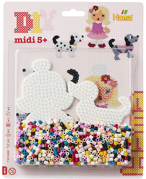 Expositor surtido - Blister Hama Beads Midi 1100 beads + placa - CAJA 12 UDS